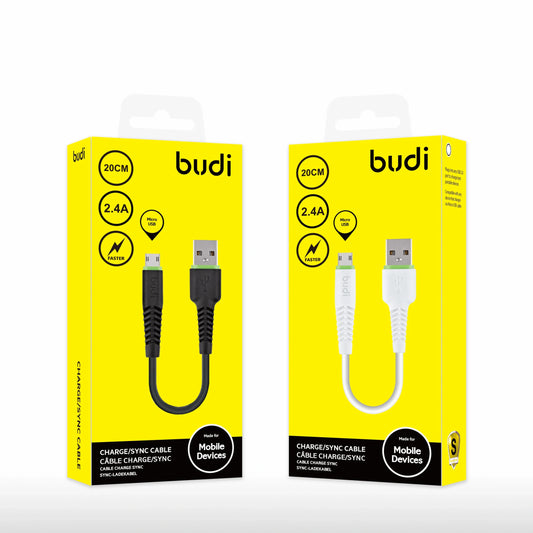 Budi M8J150M20 20cm USB-A to Micro cable