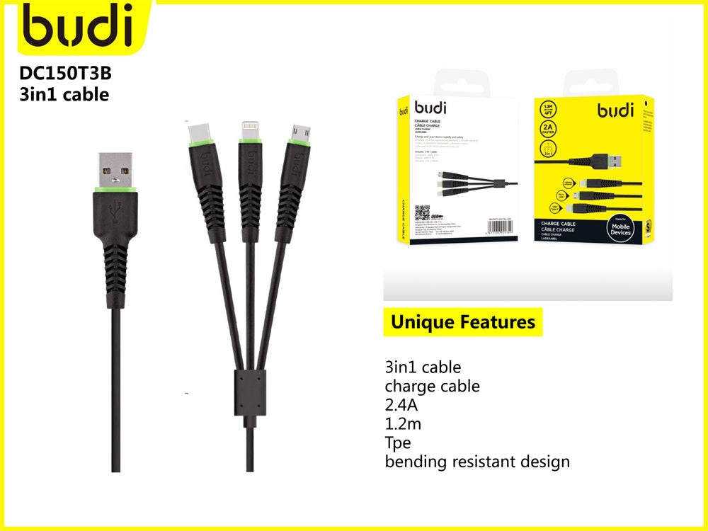 Budi 150t3 1.2m 3 in 1 cable