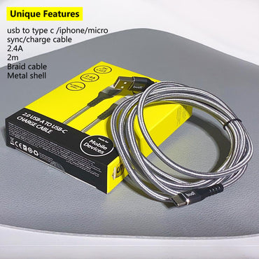 Budi DC197T20H 2m USB-A to C cable