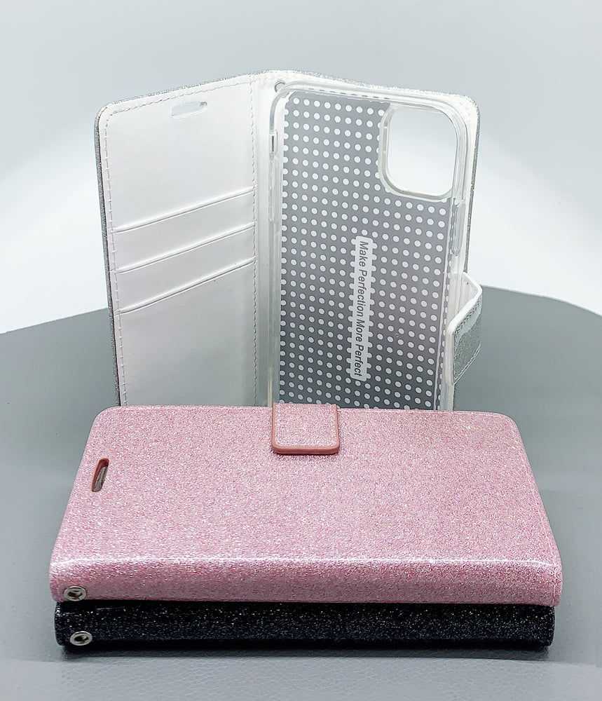 Case for Iphone ipx glitter Bluemoon wallet