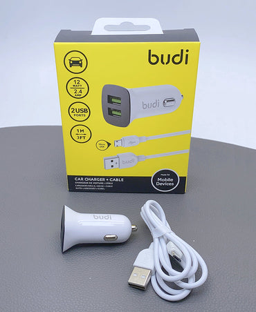 Bud CC631LW 2.4A 2USB Car Charger with USB-A to Micro Combo