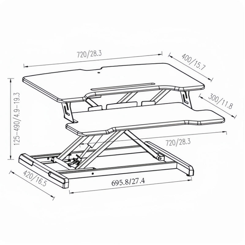 ONLINE Sit Stand Desk Adjustable Riser Ergonomic Work Station 720x400mm GSD66HC-28M