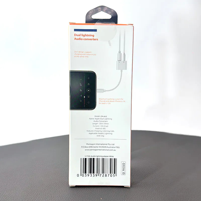 Connect M8 Dual Lightning Audio Converter CMAU2 (12cm, for iPhone 7/8/X/XS/XS MAX/XR)