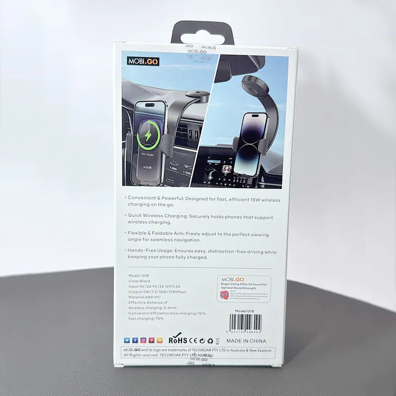 Mobigo G18 15W Wireless Car Mount Holder