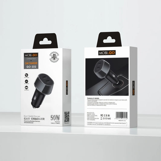 Mobigo GO222 50W Dual Quick Charger Car Charger