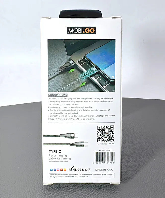 Mobigo GO1TT 1m 65W Type-C to C cable
