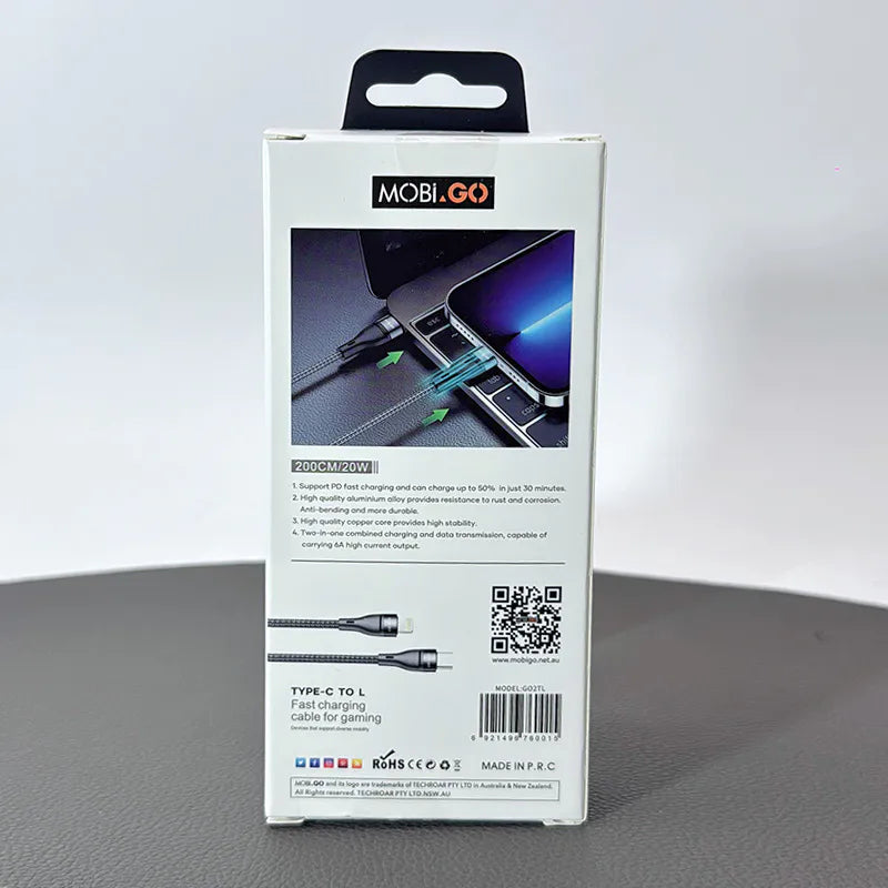 Mobigo GO2TL 2m 20W Type-C to Lightning cable