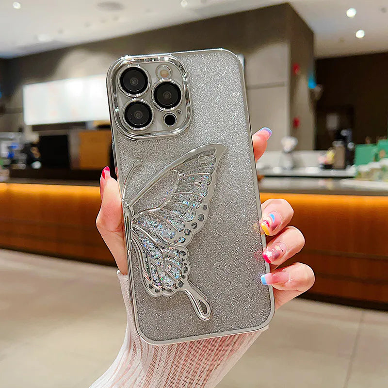 Case for iPhone 17 Air 6.6 Kinglink Glitter Sandy Butterfly