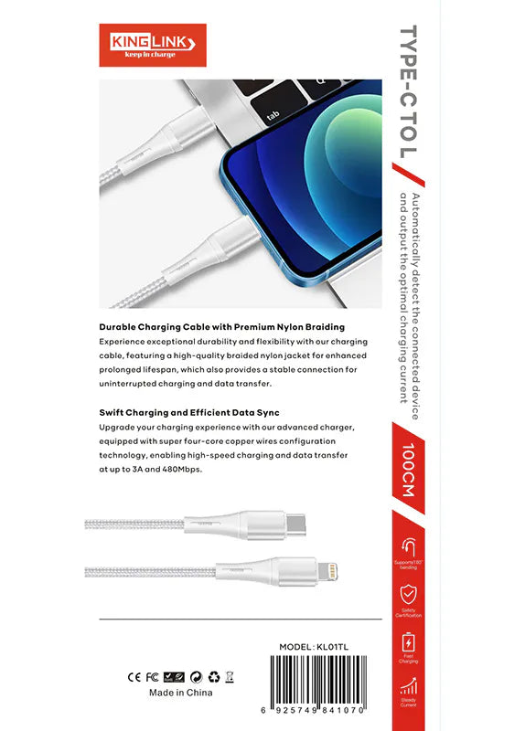 Kinglink KL01TL 1m 20W Type-C to Lightning Cable