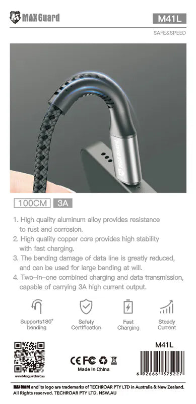 Maxguard M41L 1m USB-A to Lightning cable