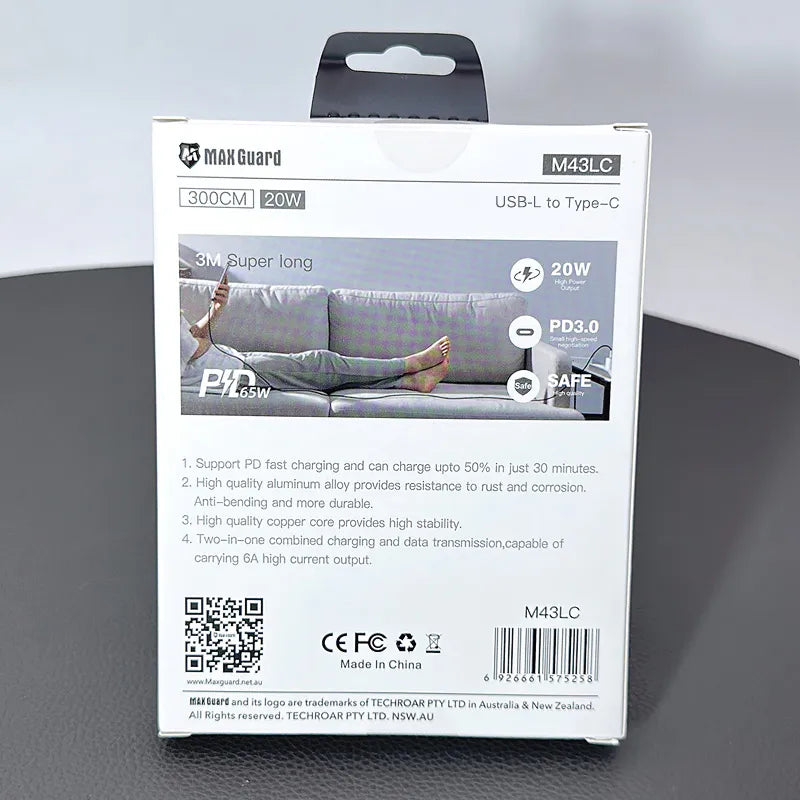 Maxguard M43LC 3m 20W Type-C to Lightning cable