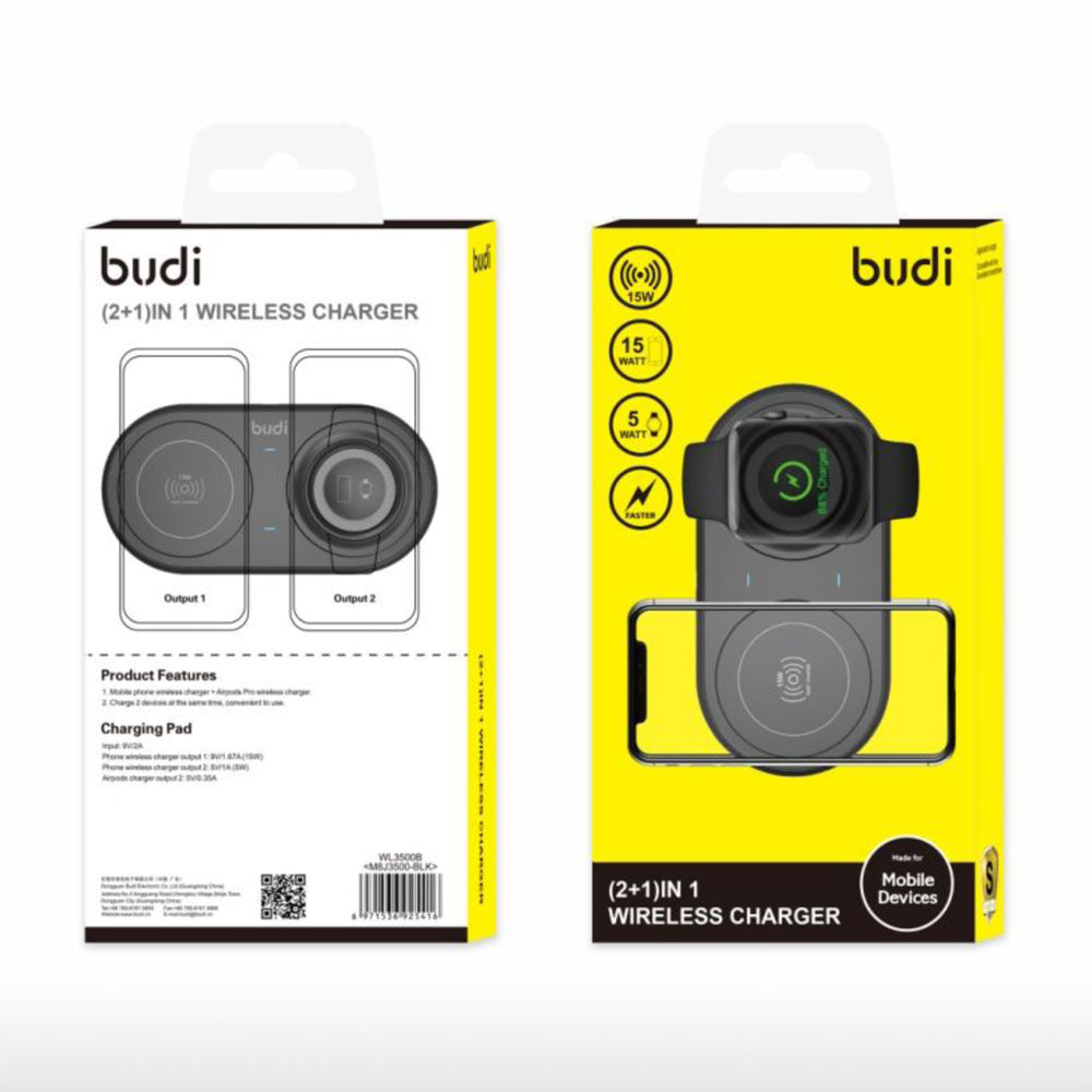Budi 3 in 1 15W Wireless Charger For iOS/Android Apple Watch WL3500