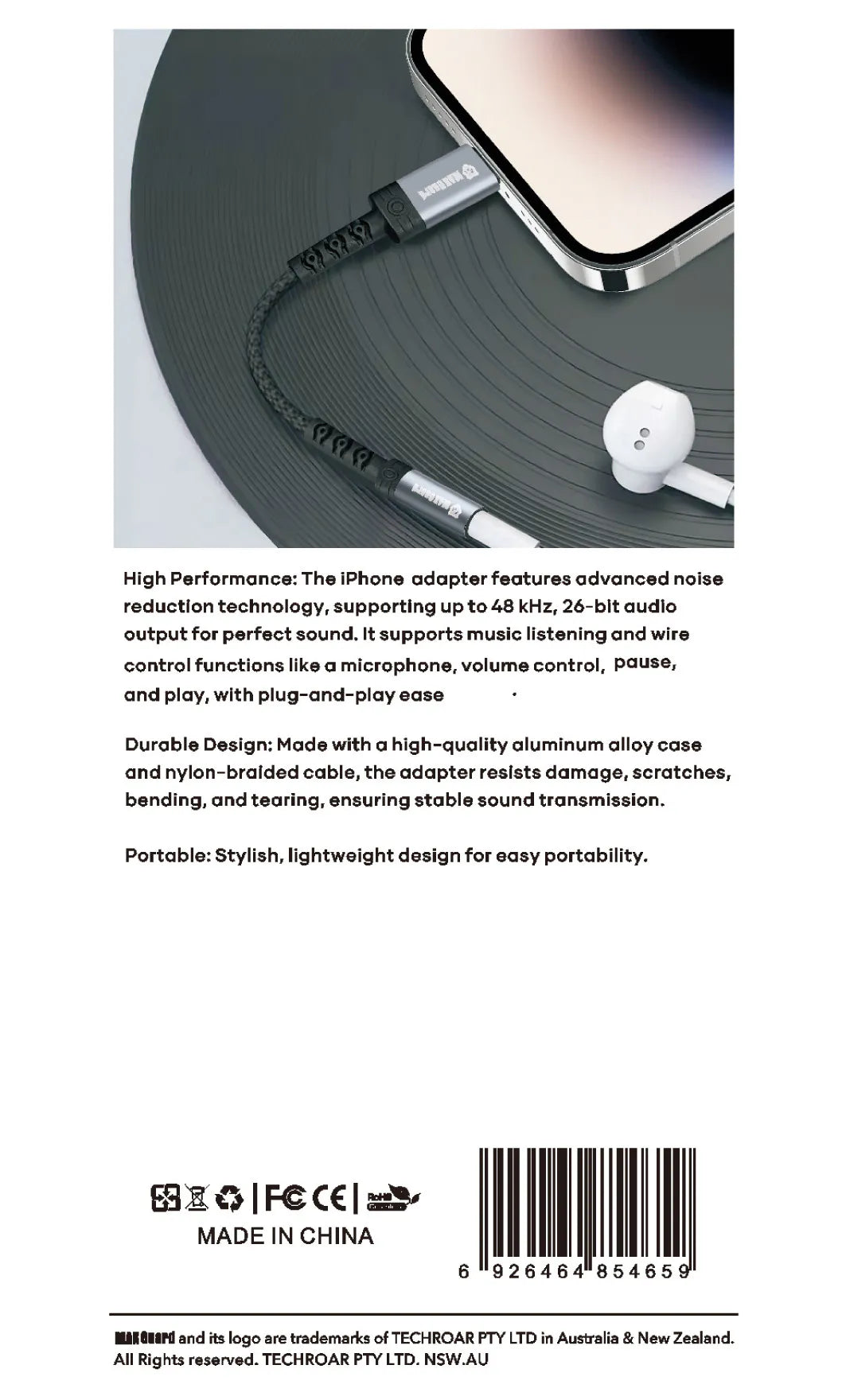 Maxguard MA02 Plug and Play Lightning Adapter (0.12m, No Bluetooth Required)