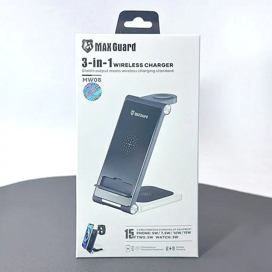 Maxguard MW08 3 in 1 15W Wireless Charger (For apple watch and IOS & android system phone)