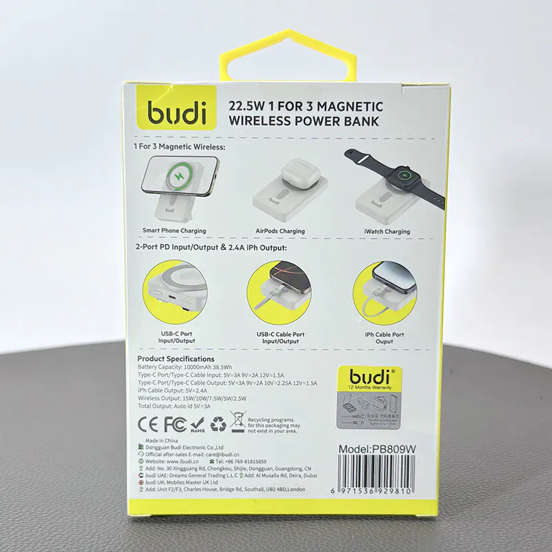 Budi PB809W 10000 mah PD MagFit power bank