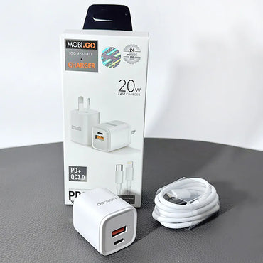 Mobigo TCS2081ACLC PD 20W wall charger with Type-C to Lightning combo