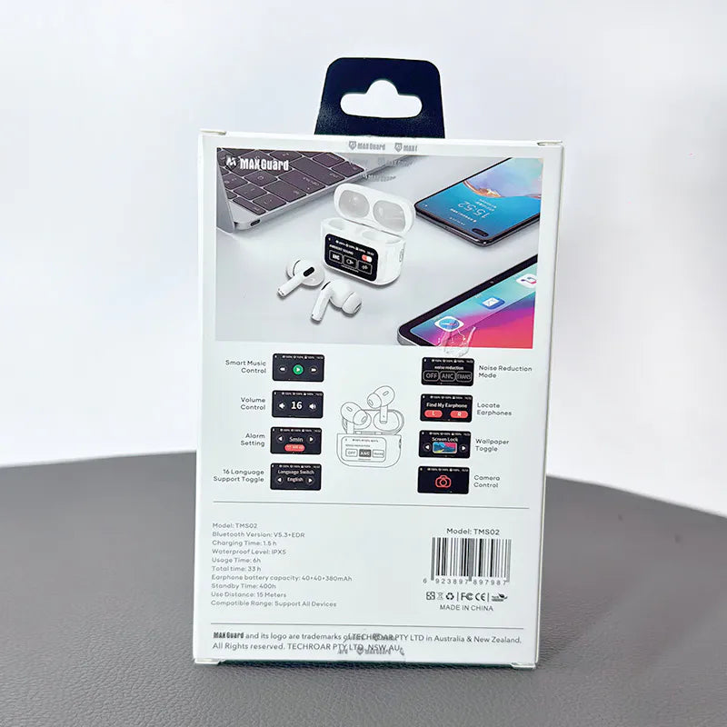 Maxguard TMS02 bluetooth earphone with LED Color Touchscreen