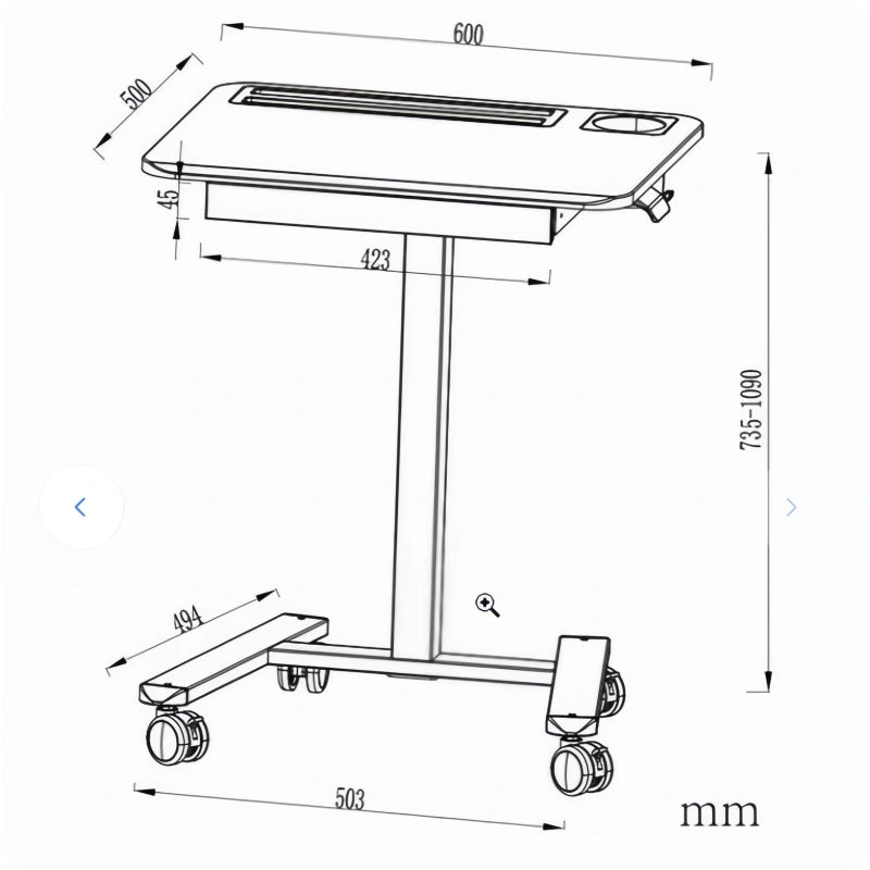 ONLINE Mobile WHEELY Sit Stand Desk Work Station 600X500MM FA122ww