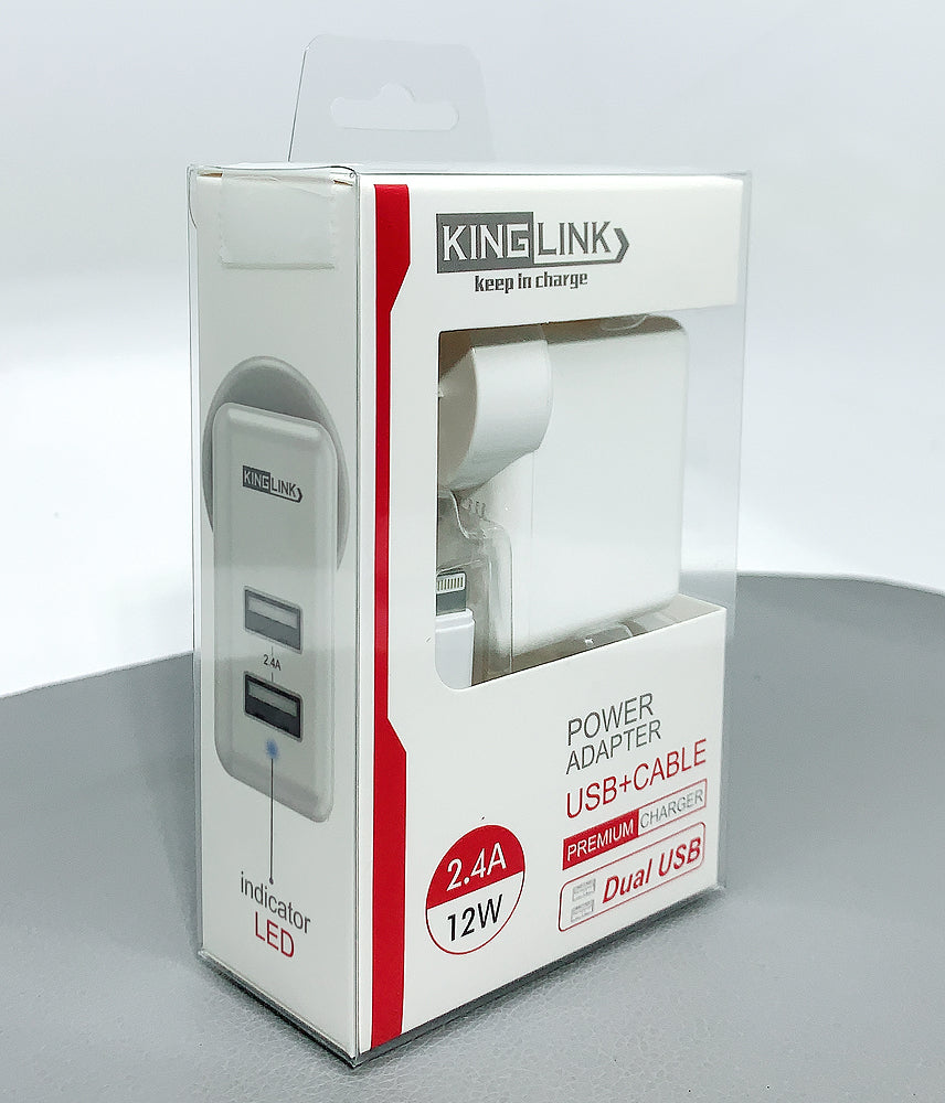 Kinglink M8J906L 12W wall charger with USB-A to Lightning combo