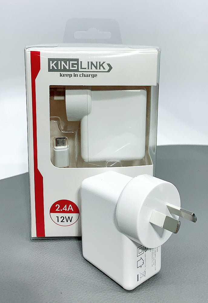 Kinglink M8J906M 12W wall charger with USB-A to micro combo
