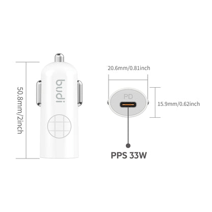 Budi CC062TTTW 33W USB C Mini car charger with Type-C to C combo