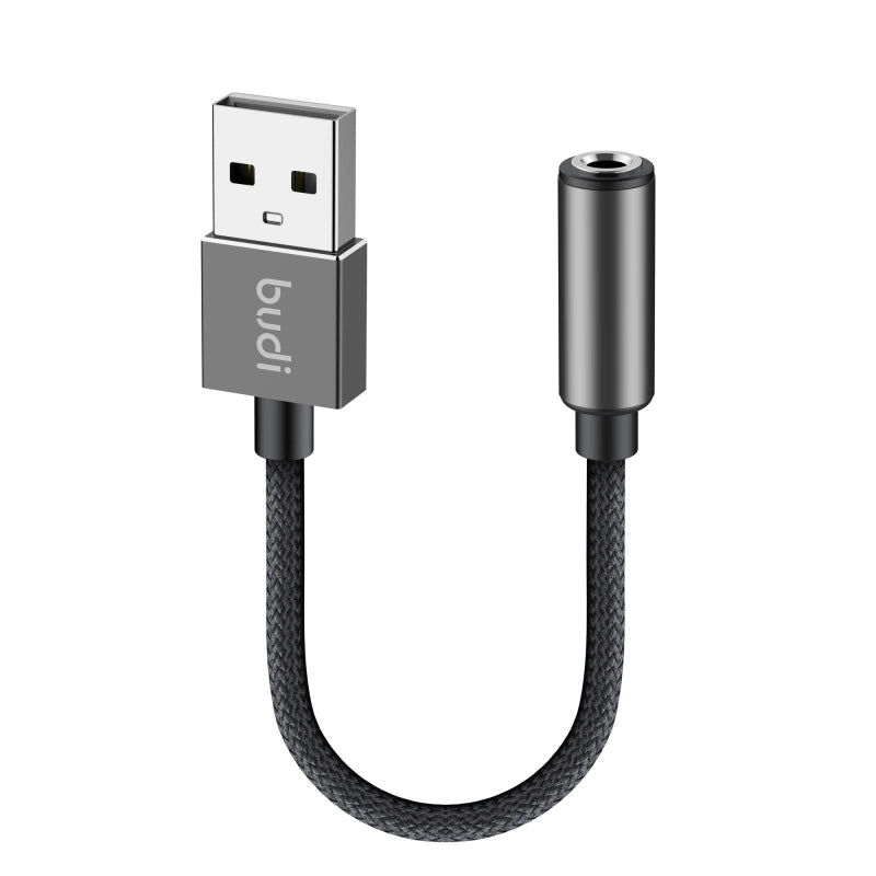 Budi DC106B USB-A to 3.5mm AUX Audio Adapter (11cm)