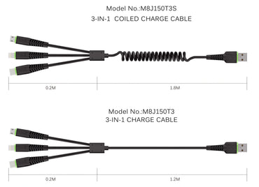 Budi 150t3 1.2m 3 in 1 cable
