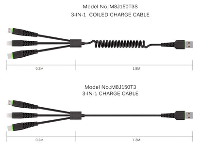 Budi 150t3 1.2m 3 in 1 cable