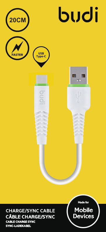 Budi DC150t02 20cm USB-A to Type-C cable
