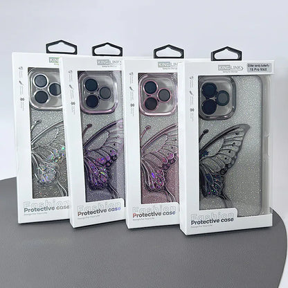 Case for iPhone 16 6.1 Kinglink Glitter Sandy Butterfly