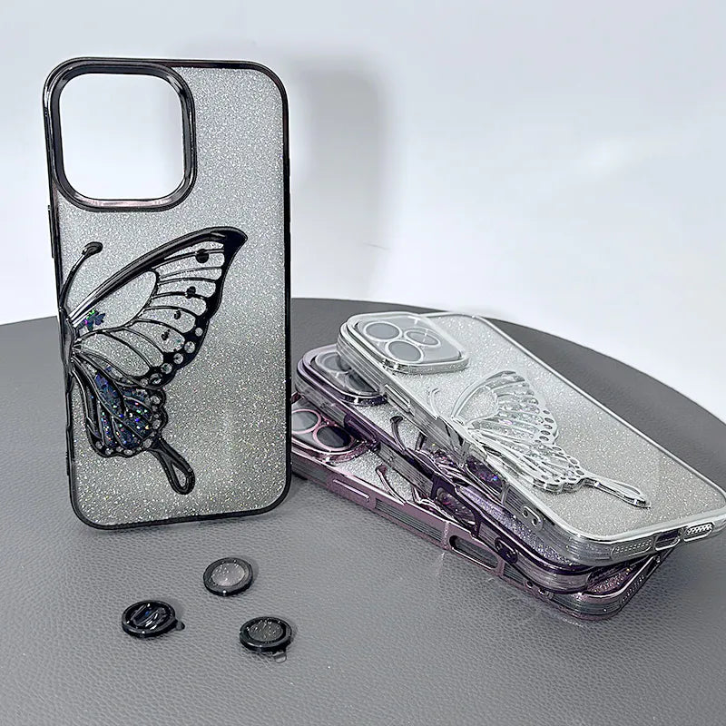 Case for Iphone 16 Pro 6.3 Kinglink Glitter Sandy Butterfly
