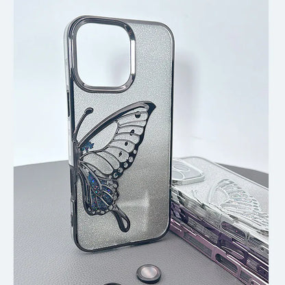 Case for iPhone 16 6.1 Kinglink Glitter Sandy Butterfly