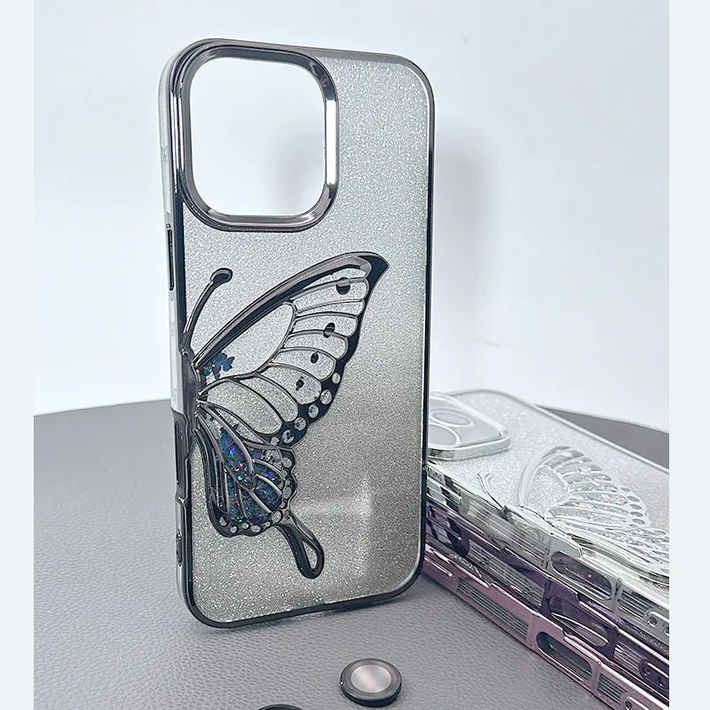 Case for iPhone 16 Plus 6.7 Kinglink Glitter Sandy Butterfly