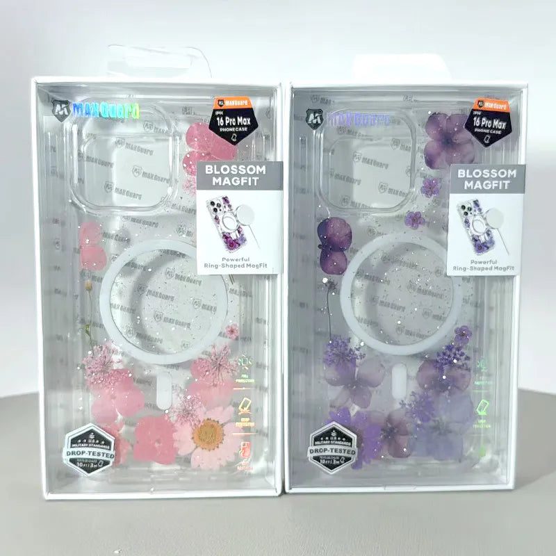 Case for Iphone 15 Pro 6.1 Kinglink Real Flower Blossom MagFit