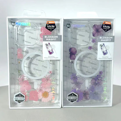 Case for Iphone 15 6.1 Kinglink Real Flower Blossom MagFit