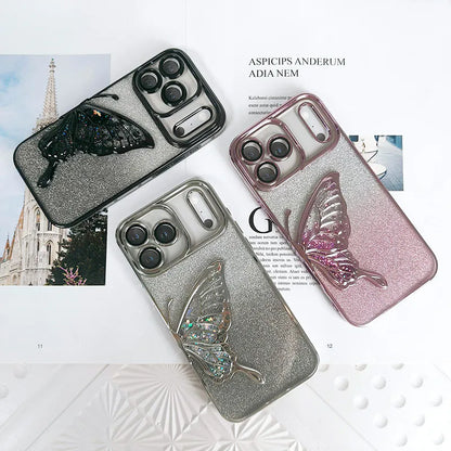 Case for iPhone 17 Air 6.6 Kinglink Glitter Sandy Butterfly