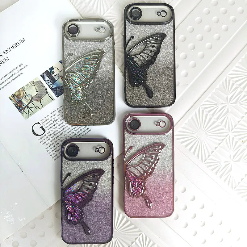 Case for iPhone 17 Air 6.6 Kinglink Glitter Sandy Butterfly