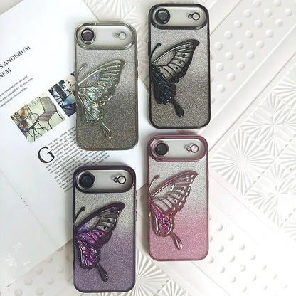 Case for iPhone 17 6.3 Kinglink Glitter Sandy Butterfly