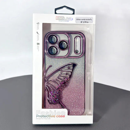 Case for iPhone 17 Pro 6.3 Kinglink Glitter Sandy Butterfly