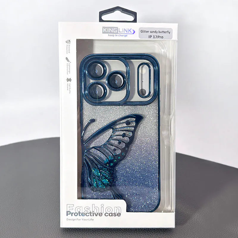 Case for iPhone 17 Pro max 6.9 Kinglink Glitter Sandy Butterfly