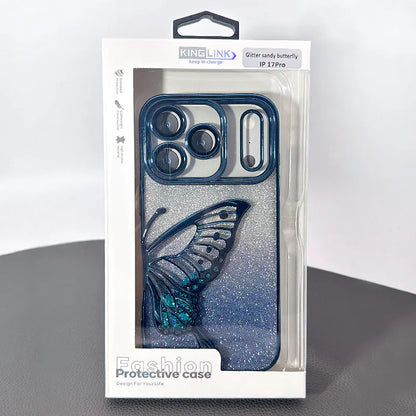 Case for iPhone 17 6.3 Kinglink Glitter Sandy Butterfly