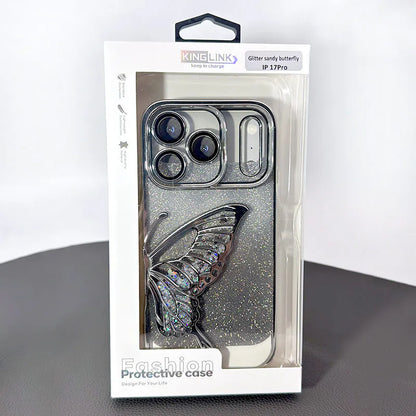 Case for iPhone 17 Air 6.6 Kinglink Glitter Sandy Butterfly