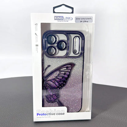 Case for iPhone 17 Pro 6.3 Kinglink Glitter Sandy Butterfly