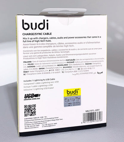 Budi DC197L20H 2m USB-A to Lightning cable