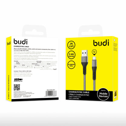 Budi DC197M20H 2m USB-A to Micro cable