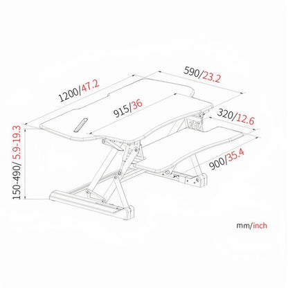 ONLINE Sit Stand Desk Adjustable Riser Ergonomic Work Station 1200x590mm GLD07L