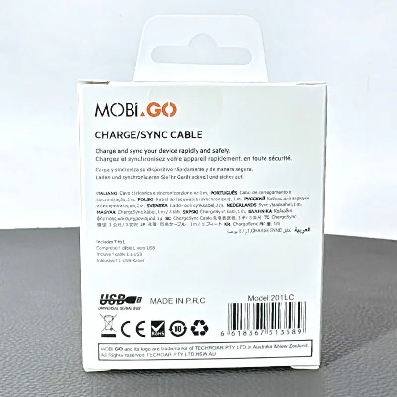 Mobigo 201LC/GO201TL 1m PD 20W Type-C to Lightning Cable