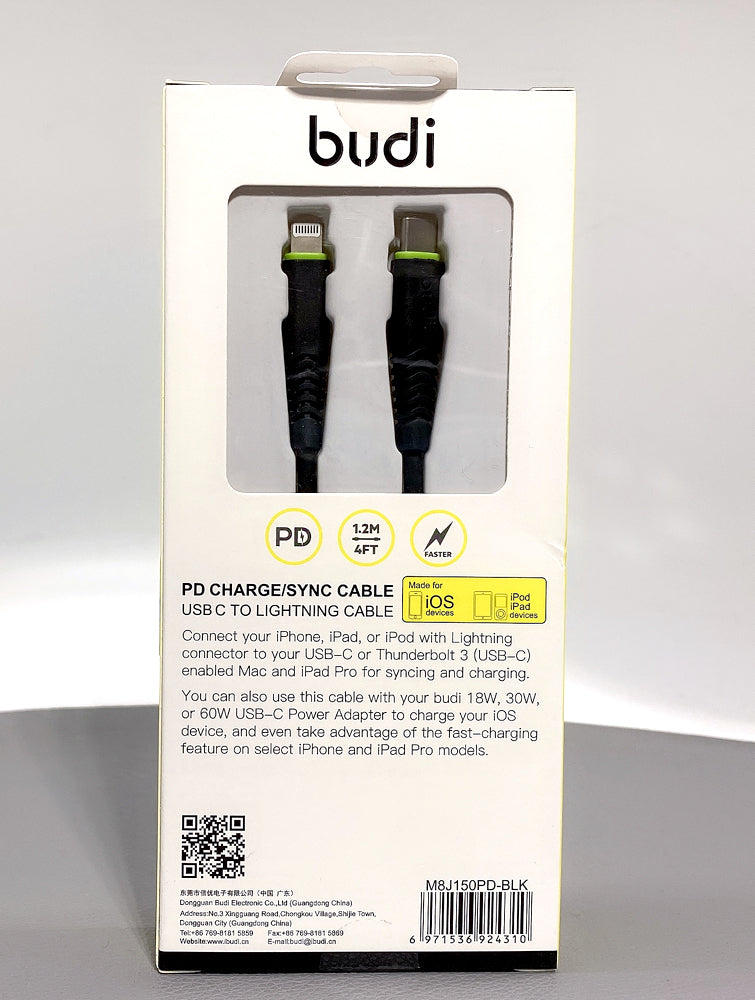 Budi M8J150PD 1.2m Type-C to Lightning cable
