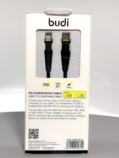 Budi M8J150PD 1.2m Type-C to Lightning cable
