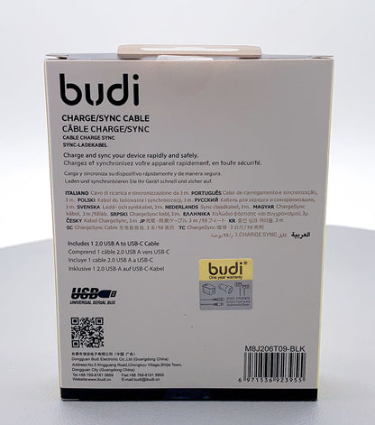 Budi DC206T30 3m USB-A to C cable